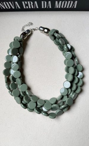 Colar  Duplo Verde Musgo Claro